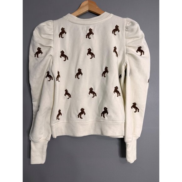 Maeve Puff-Sleeve Embroidered Sweatshirt NWT XXS *flaw - Picture 5 of 11